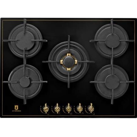 כיריים גז 5 להבות 70 ס"מ זכוכית שחור LE'IMPERIAL IM7047