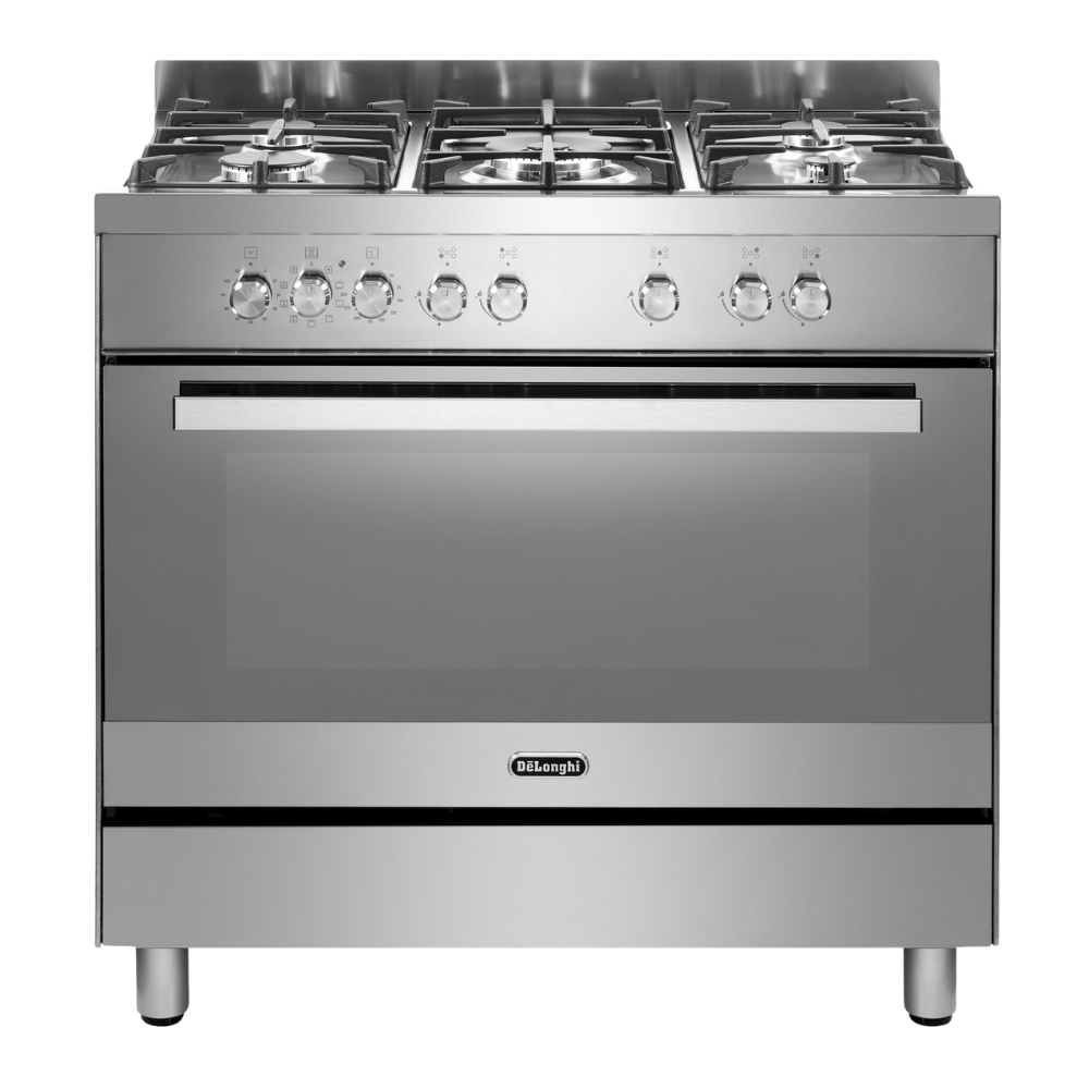 תנור משולב כיריים גז 5 להבות 90 ס"מ נירוסטה דגם DeLonghi DEMX965P
