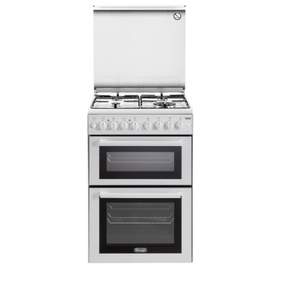 תנור דו תאי משולב כיריים  4 להבות גז 60 ס"מ לבן DeLonghi DCS12EDW