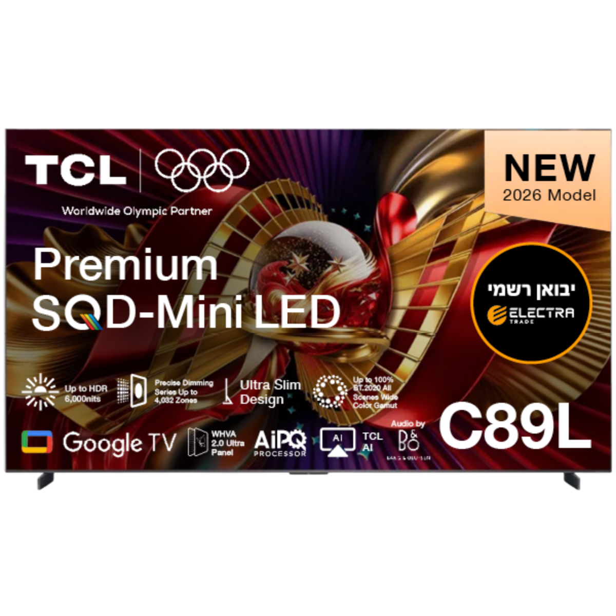 טלוויזיה TCL 98" 98C89L SQD-Mini LED Google TV 4K